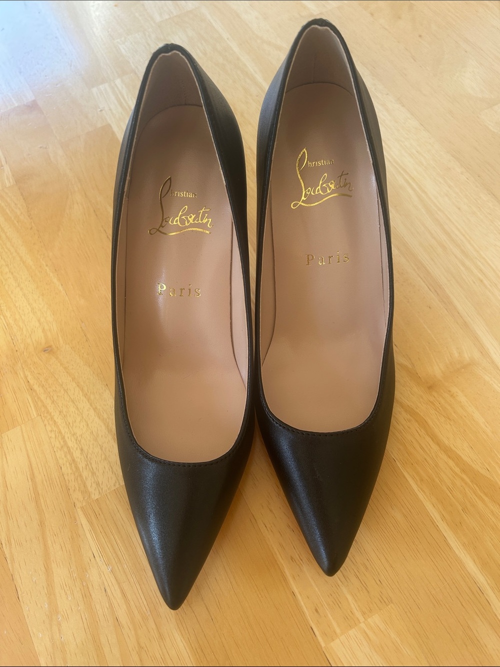 Red Bottom Black Pointed Heels